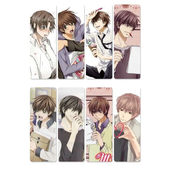 

8pcs sekai ichi hatsukoi anime bookmarks waterproof transparent pvc plastic bookmark beautiful book marks gift