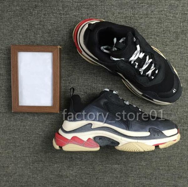 

2019 dad shoes for mens women beige black bred leisure tennis casual shoes fashion paris 17fw triple-s shoes sneaker triple s chaussures