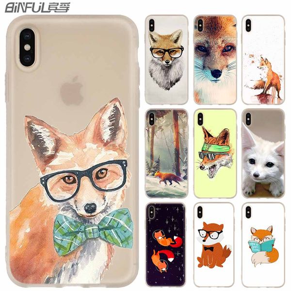 

mr fox glasses phone cases luxury silicone soft cover for iphone xi r 2019 x xs max xr 6 6s 7 8 plus 5 4s se coque