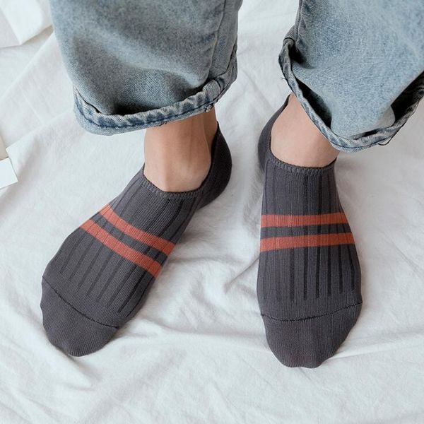 

Spring Summer Socks Mens Fashion Stripe Contrast Colors Ankle Socks 5 Colors Breathable Sports Casual Style 12 Pairs/Lot