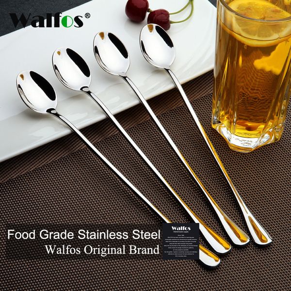 

walfos long handled stainless steel coffee spoon ice cream dessert tea spoon for picnic kitchen accessories