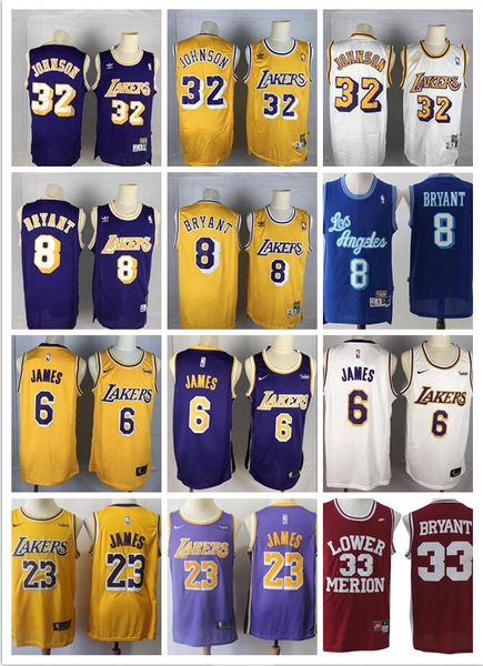 

Ncaa 6 23 lebron jame 24 8 kobe bryant 32 earvin john on titched logo good quality lo angele laker jer ey