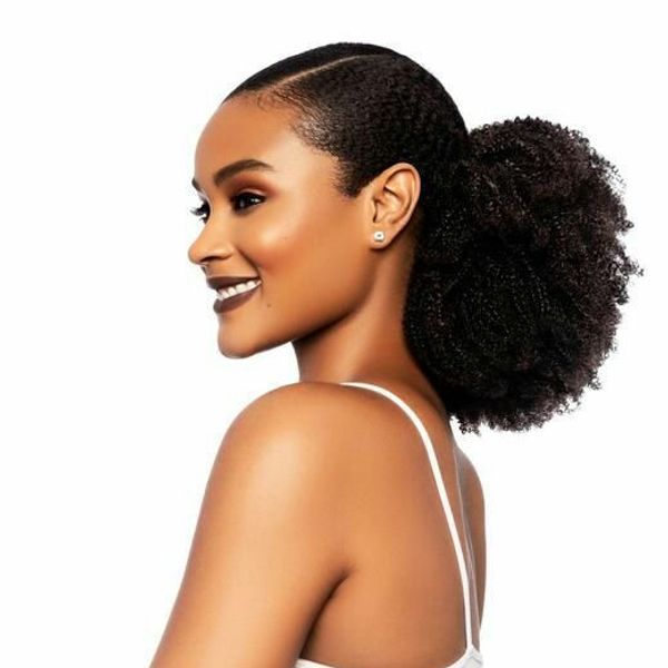 Menschenhaar Afro Puff Kordelzug Pferdeschwanz Kurzes Verworrenes Lockiges Haar Brötchen Verlängerung Donut Chignon Haarteile 120g Hochsteckfrisur Haarverlängerungen mit Clips