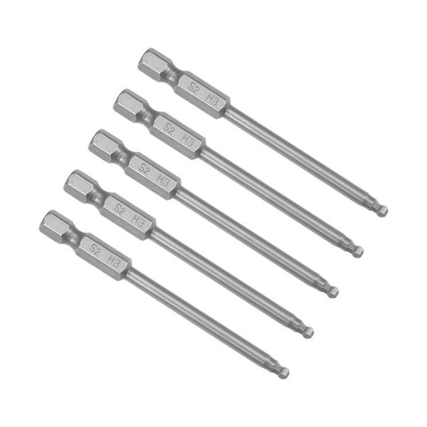 

uxcell 5 pcs h3 (3mm) ball end screwdriver bits, s2 steel magnetic 2.95 inch long drill bit with 1/4 inch hex shank