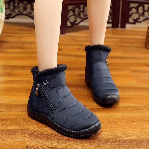 

women boots 2018 winter boots women casual shoes woman snow plush botas mujer waterproof winter ankle female booties, Black
