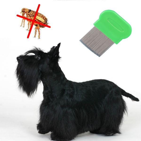 

Pet flea comb dog clean comb bru h hair grooming tool tainle teel long nit lice flea comb ooa6768