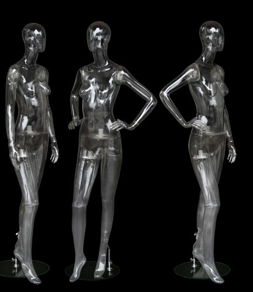 

full-body transparent plastic transparent female model clothing shooting hollow 3d display props fork-handed mannequin, Khaki