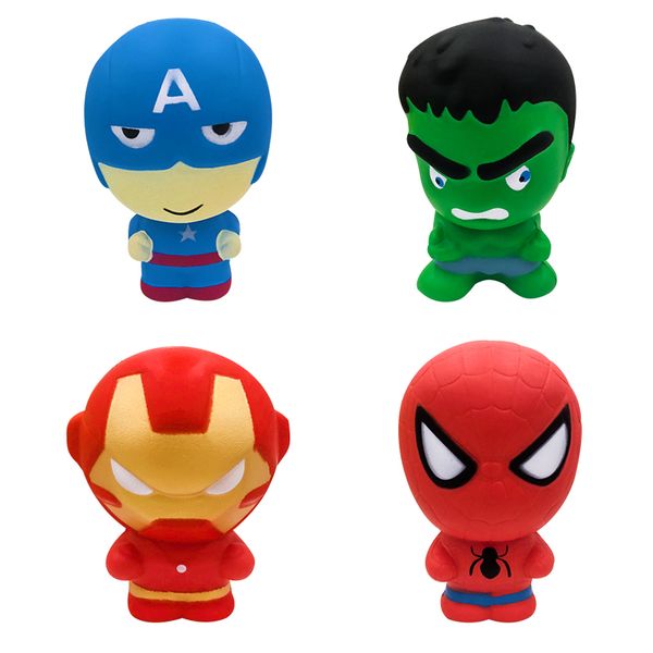 

new cute super hero squishy spiderman iron man hulk slow rising soft squeeze toys bread scent stress relief for kid fun gift toy