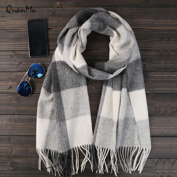 

2017 men thickening grid business warm scarf manufacturer wholesale of england in the fall and winter of woolen scarf, Blue;gray
