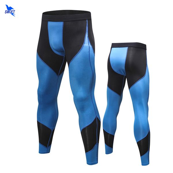 

running pants 2021 compression patchwork sports tights men jogging leggings fitness gym clothing quick dry trousers, Black;blue