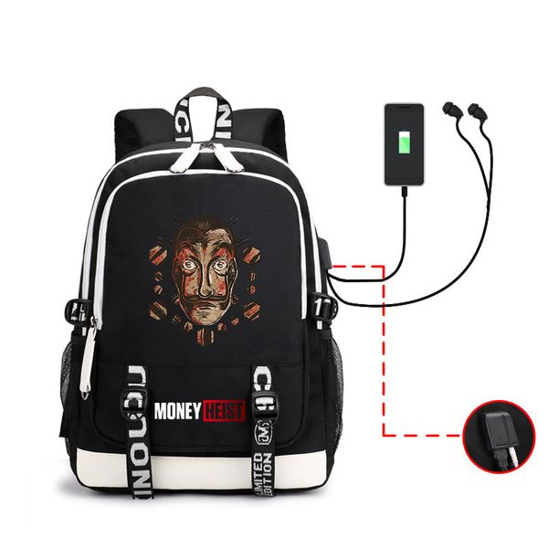 

backpack women student school bag for lapbagpack girls with usb charging house of paper la casa de papel season money heist
