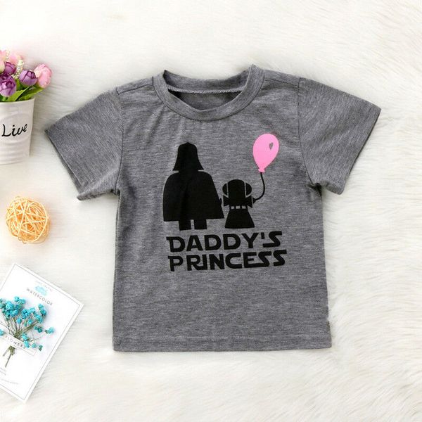 

daddy's princess star wars pattern baby girls kids t-shirt 6 12 18 24 months