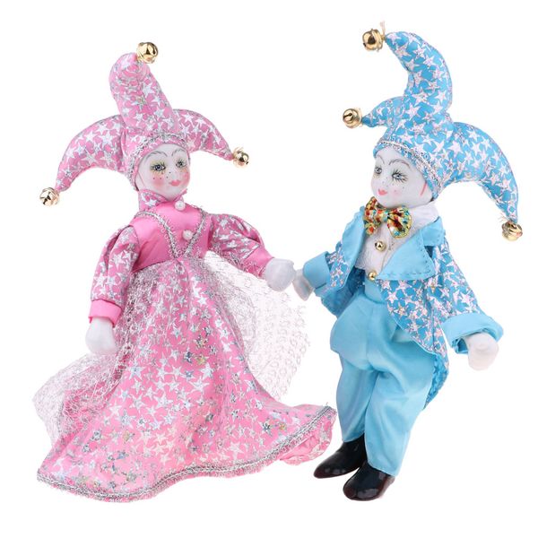 

8inch ceramic triangel doll love token sky blue groom & pink bride for christmas, birthday gift