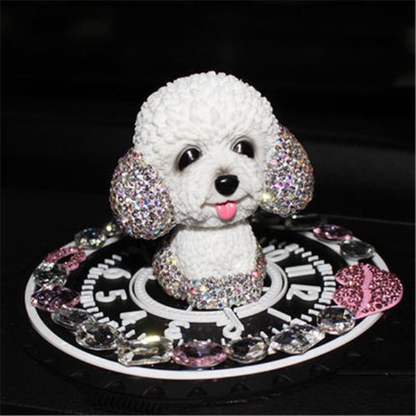

car ornaments simulation shaking head puppy dog resin rhinestone cute cartoon car interior decoration accessories