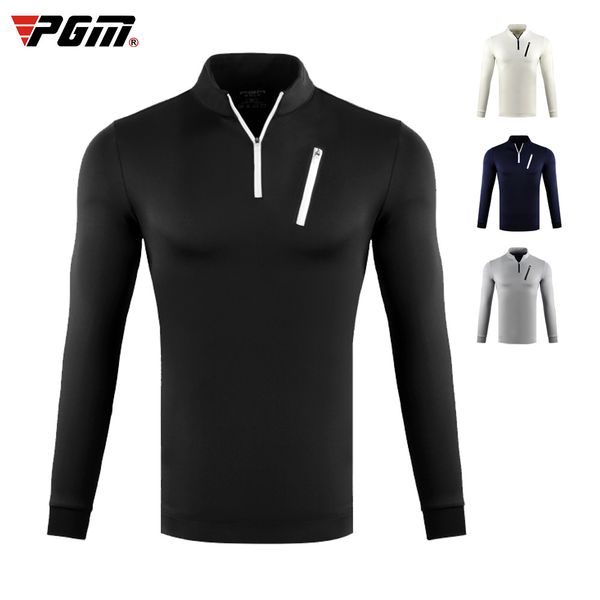 

pgm golf clothing men training t-shirt zipper long-sleeved windproof golf comfortable keep warm shirts d0836, Black;blue