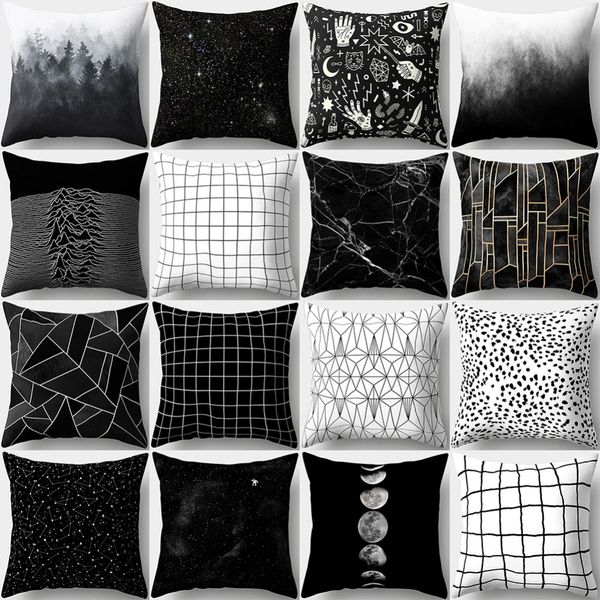 Black And White Geometric Throw Pillow Case Square Soft Waist