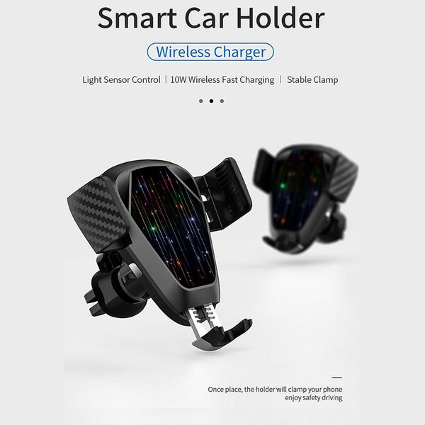 

clamping charger universal fast car charger wireless charger automatic phone holder mounts v7 sensor 10w qi for iphone samsung s10 huawei