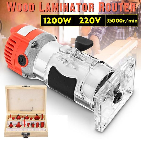 

1200w 220v 6.35mm 1/4" electric hand trimmer wood laminate router joiner tool