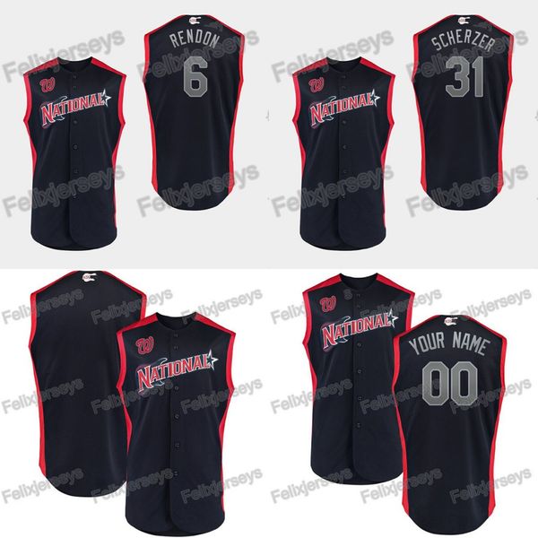 

31 Max Scherzer 2019 All-Star National 6 Anthony Rendon Custom Washington Baseball Jerseys Free Shipping S TO 3XL