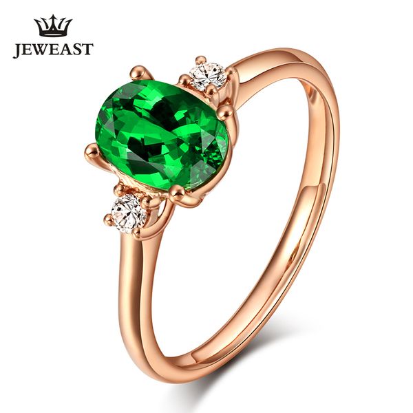 

lszb natural tsavorite 18k pure gold 2019 new selling ring women ring for ladies woman genuine jewelry, Golden;silver
