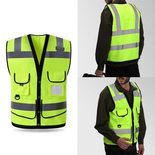 

hi-vis high visibility reflective jacket security waistcoat outdoor night riding running safety vest, Black