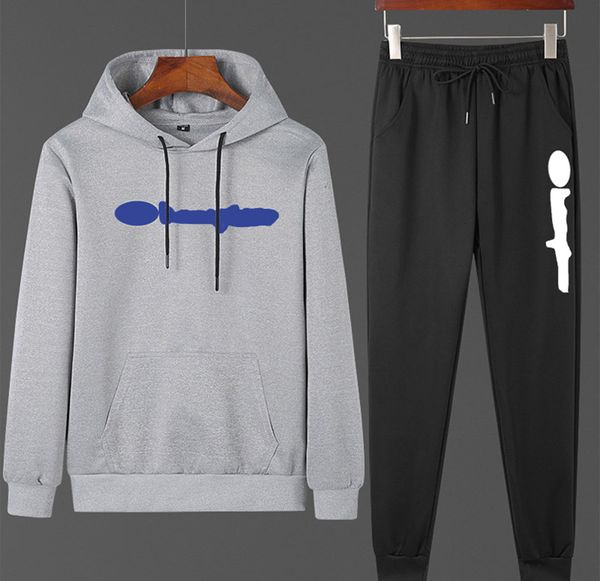 

brand mens designer tracksuit champions tracksuit luxury classic big logo sweatsuit sports hooded 4xl joggers track suit, Gray