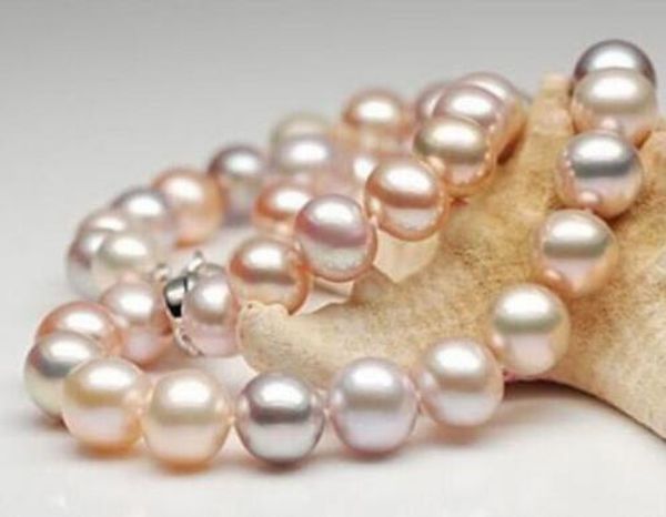 

9-10mm south sea white rose gold round pearl silver 925 silver necklace