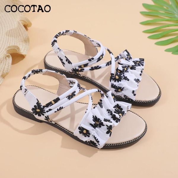

with skirt sandals female gentle fairy wind ins tide comfortable 2020 new summer student wild fashion printed sandals, Black