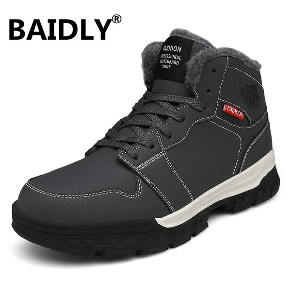 

super warm men winter boots quality snow boots for men waterproof warm winter shoes men's ankle with fur plus size, Black