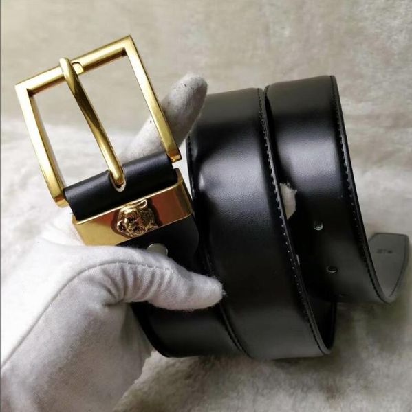 

genuine leather belt for men and women fashion smooth pin buckle plaid belt designer belt high cowhide jeans girdle, Black;brown