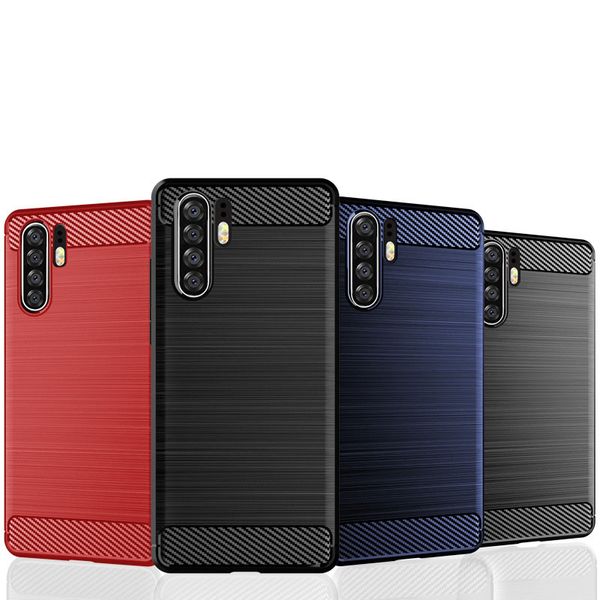

luxury carbon fiber brushed cellphone case for huawei p30 pro p30 p20 lite nova 3e tpu back cover