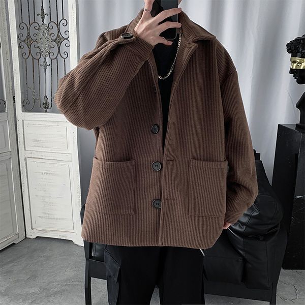 

men's jackets jacket fashion solid color retro casual pocket tooling men streetwear loose hip hop bomber ropa hombre, Black;brown