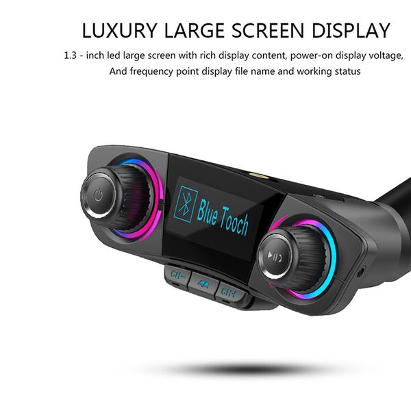 

multifunction car kit mp3 fm transmitter auxiliary modulator bluetooth hands-audio playercar with smart charging dual usb