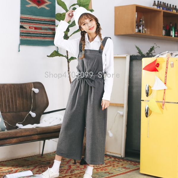 

2019 women's harajuku spring loose korean wide leg casual high waist bodysuit female kawaii playsuits and jumpsuits for women, Black;white