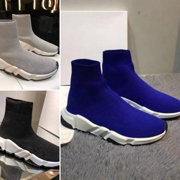 

f1025 2019 blue sock shoe men and women casual shoe speed socks race runners slip-on black shoes with box sneakers