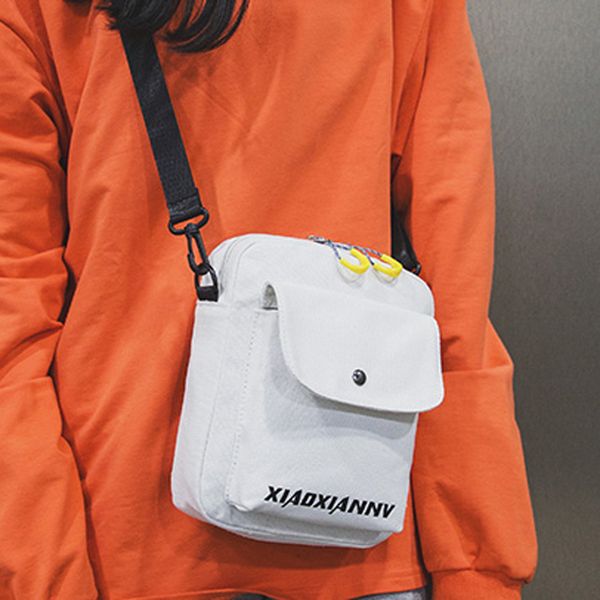 

women pure color casual tote outdoor bag canvas handbag zipper shoulder bag