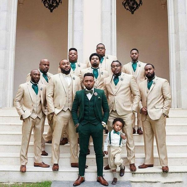 

green trajes de hombre men suits for groom wedding tuxedos groomsmen outfits 3piece bridegroom attire man blazer terno masculino, White;black