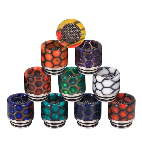 

Vape Drip Tip Honeycomb Anti-Spit Back Resin Snakeskin Mouthpiece for 510 810 TFV8 TFV12 Prince ecigarette Accessories DHL Free