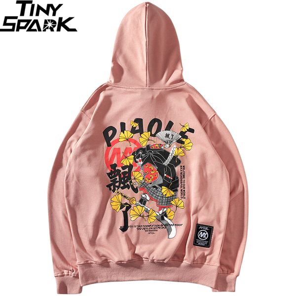 

2019 men streetwear hip hop hoodie sweatshirt japanese female samurai harajuku hoodie loose sweatshirt cotton pullover oversized, Black