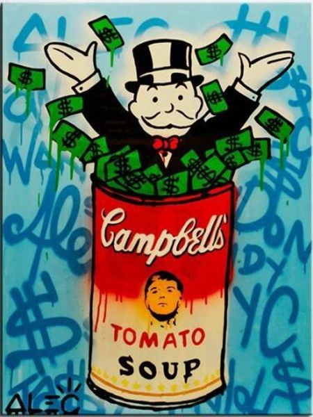 

wall art home decor handpainted &hd print alec monopoly banksy oil painting on canvas graffiti art campbell's soup 191007