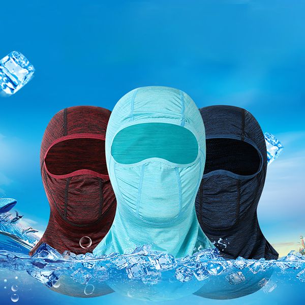 

summer outdoor ice silk sunscreen hooded mask riding multi-function balaclava face mask sun protection scarf men's sportswear, Black