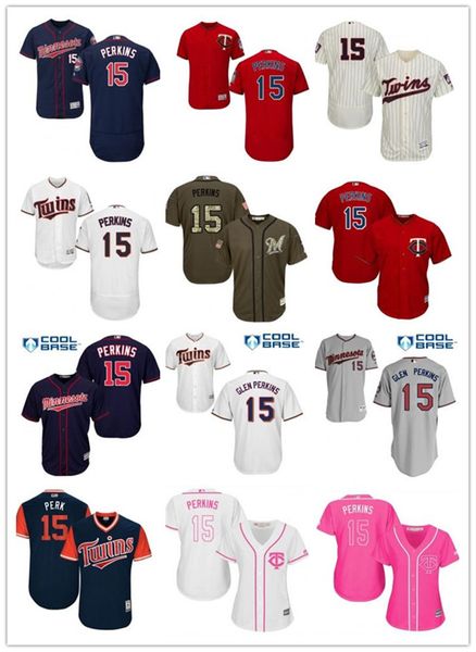 

custom minnesota minnesotatwins 15 glen perkins baseball jersey twins baseball wear men women youth jerseys, Blue;black
