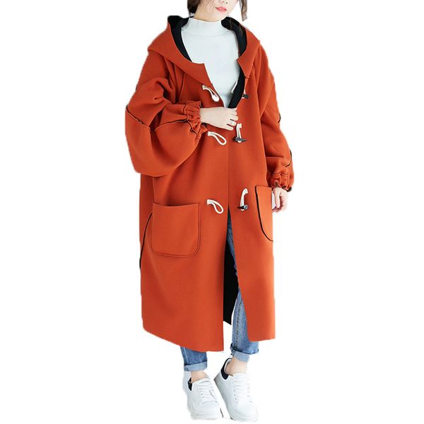 

oln women female coat plus size 4xl oversize jacket loose winter clothes long coat pockets windbreaker women parka outwear bh161, Tan;black