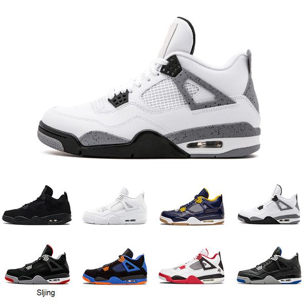 

new 4 4s mens basketball shoes classic pure money royalty white cement raptors black cat bred fire red trainers sports sneakers shoes