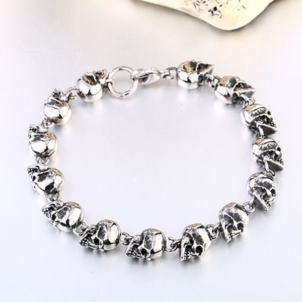 

men bracelet personality male jewelry 316l titanium steel skull punk bangle for man, Black