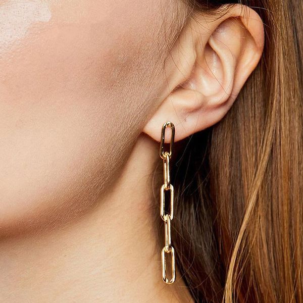 

long copper link chain earrings for women stylish tassel earring jewelry gift brinco, Silver