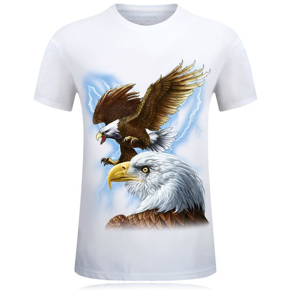 

new summer men's 3d tshirt print eagle mens casual fashion mens t shirt short t shirts 3d printed animals 5xl 6xl, White;black