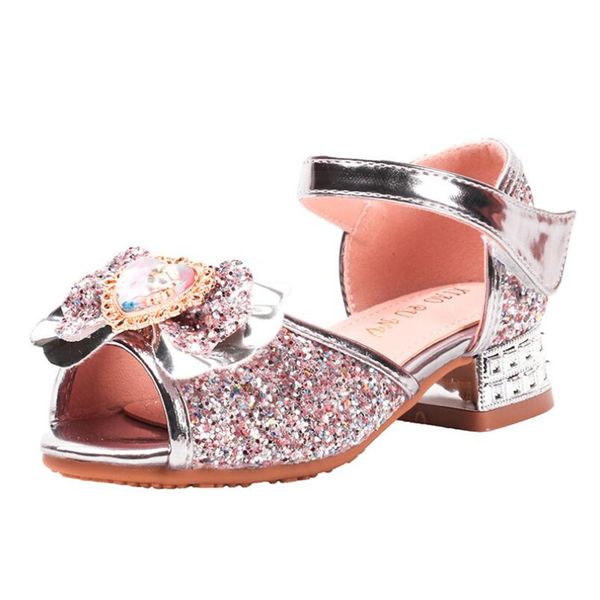 

flower children sandals knot leather shoes princess girl shoes for kids glitter wedding party sandalia infantil chaussure enfant, Black;red