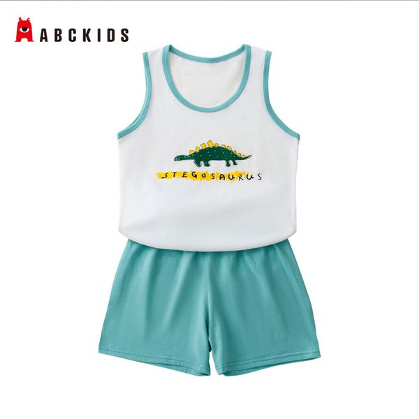 

abckids baby kids cotton clothes children clothes sets cartoon vest sport short pants 2 pieces bs00003, White