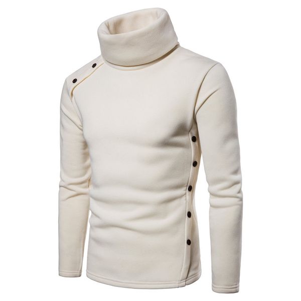

2018 new style fashion men's solid high collar turtleneck cotton pullover long sleeve hoodies stretch, Black